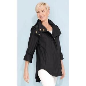 Ciao Milano Nia Black Rain Jacket Gold Hardware Waterproof XL